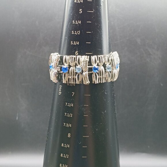 Vintage Pegasus Coro Silver-Tone Bracelet w/ Blue Rhinestones Elegant Jewelry - Picture 6 of 6